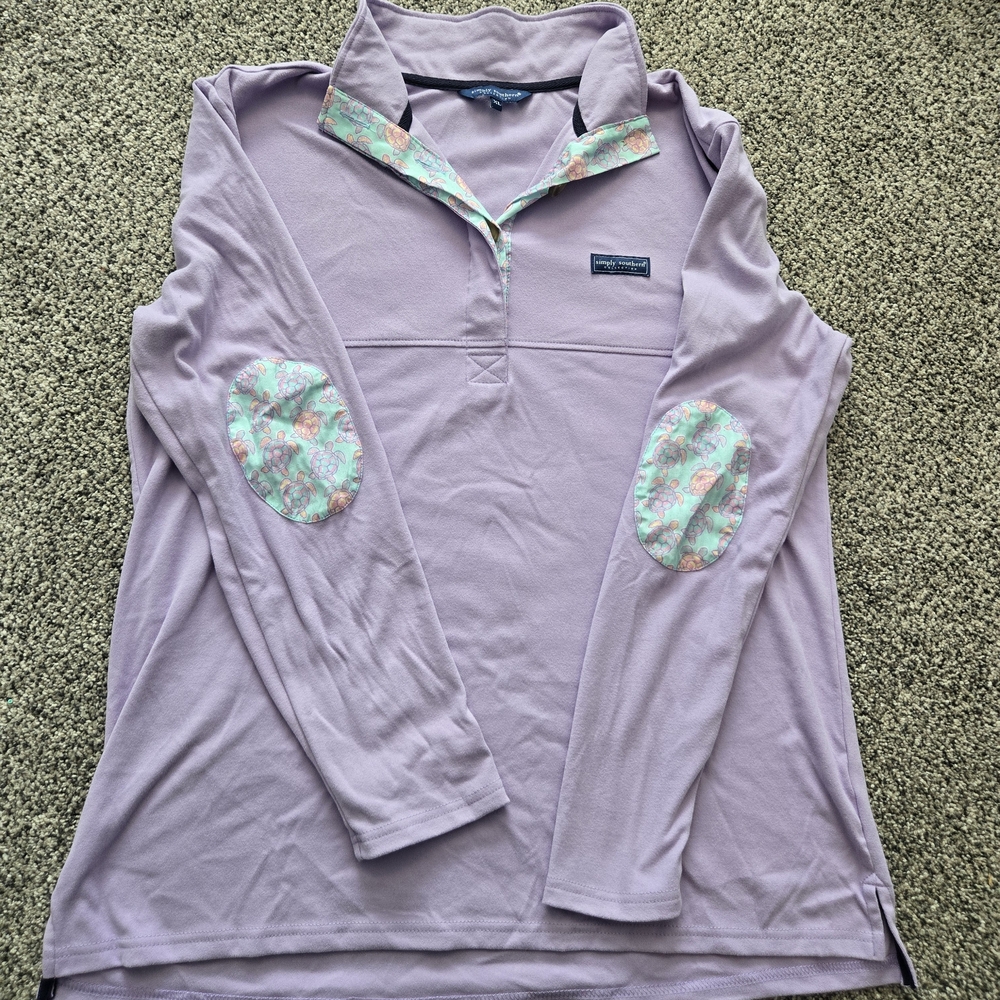 Simply Southern Lavender Sweatshirt with Patterned Accents